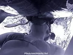 Bluee Gives OUTDOOR BLOWJOB with DEEP THROAT