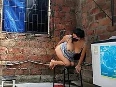 i recorded my neighbor fingering herself, and she caught me watching