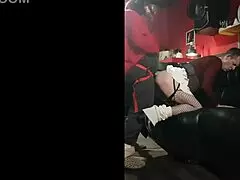 crossdresser enjoys ass to mouth collection at home