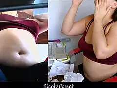 Chubby Latina BBW teases with belly and big ass