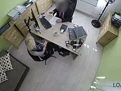 Marvelous Teen 18+ Spreads Tiny Legs for Cash in Office