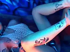 Exploring lesbian strap-on play with foot tickling fetish and toe sucking moments.