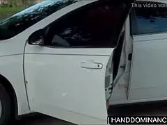 Blondie surprises her step-dad with a handjob on his monster cock