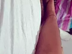 Young Amateur Fondles Neighbor's Big Cock And Masturbates Him When Alone At Home!