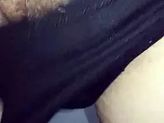 A pregnant pornstar finds herself in a public toilet