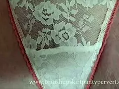 Upskirt British Milf Housewife Shows Panties in Stockings