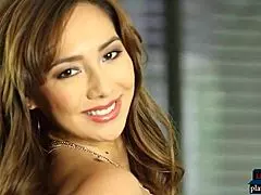 The MILF model undresses, revealing her big round ass in black stockings