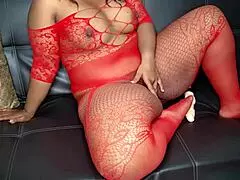 an ebony girl feels dissatisfied and needs to masturbate with her dildo