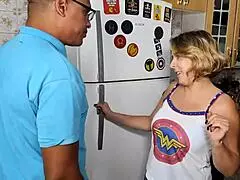 The slut blonde gets FUCKED by a BBC in the kitchen