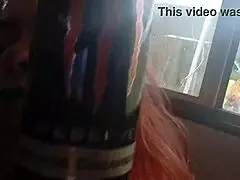 Ginger Paris, why not masturbate sexy with chocolates deep in your big tits lingerie?