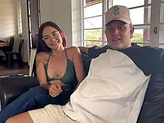 Allison sweet takes advantage of her boyfriend's absence to ride his best friend's big cock in a quickie session