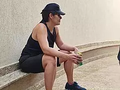 bodybuilder lesbian sucks cock outdoor in dorm with muscular friend after bet loss on palmeiras championship, ends in homemade creampie ass action 😏