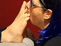she loves sucking my toes in this fetish session, getting all wet and eager for more