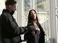 flirtatious waitress lia lin fucks on first date