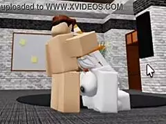 Slutty Roblox bunny girl sneaks into boys locker room and gets fucked hard