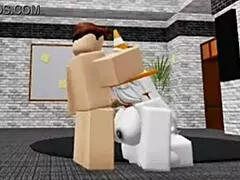 Slutty Roblox bunny girl sneaks into boys locker room and gets fucked hard