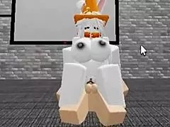 Slutty Roblox bunny girl sneaks into boys locker room and gets fucked hard