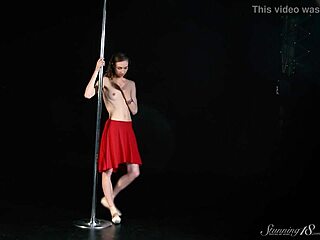 Stunning Teen Ballerina Strips Naked Backstage on Pole