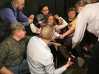 Ten photographers capture nude model Maria Mulberry in an erotic outdoor photoshoot session.