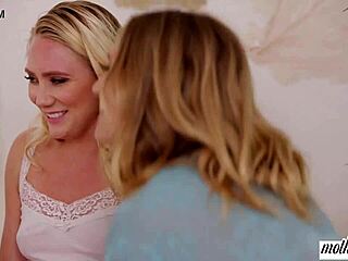 Busty Blonde Stepmother Shares Wet Pussy with Teen Lesbian in Oral Fun