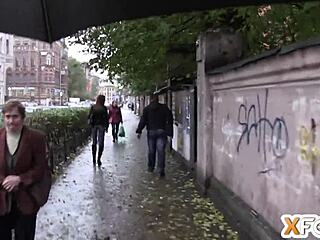 Even on a rainy day russian agent spots skinny brunette teen for hardcore casting fuck and cumshot