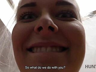 Young 18+ blonde feels hate for lover and sells her shaved pussy for cash