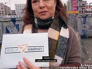 Chubby German MILF with brown hair picked up on the street