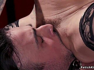 Busty Mistress Face Sitting Strapped Guy in Wild Bedroom Action