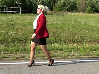 business style mature secretary in skirt