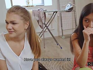 Teen friend licks ass in stockings threesome