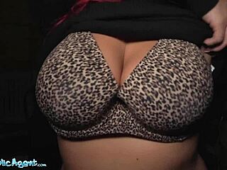 public agent babe with massive tits gets fucked doggystyle in the basement, deepthroat and orgasm 😈