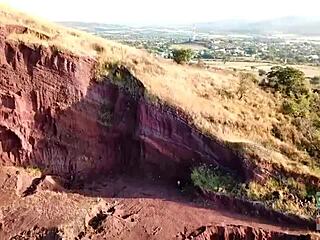 playing with drone in mountain, caught horny latina teen spying and fucking