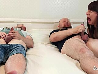 Wife shared in threesome with friend while sucking him off