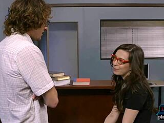 Tiny Nerdy Teen Gets Oral Bent Over In College Library