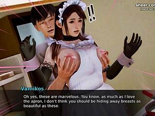 Waifu Academy nagy cicis ázsiai mostohaanyja forró gecit kap a seggére