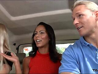 Busty exotic babe enjoys intense car sex with wild riding and cumshot