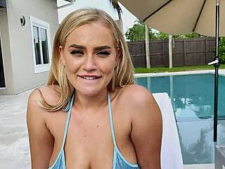 big titty neighbor blake blossom strips to swim naked in my backyard pool