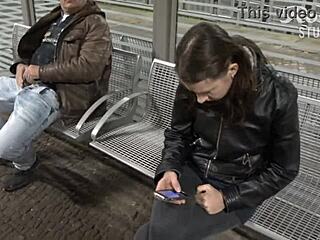 Public Handjob in Broad Daylight with Risky Outdoor Stroking and Intense Grips