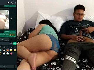 Horny friend swallows my milk behind wife's back, almost caught.