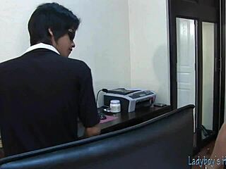 Hey, that asian transsexual is getting her ass drilled bareback