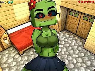 Hornycraft Parody: Creeper Girl's Public Beach Titjob Adventure