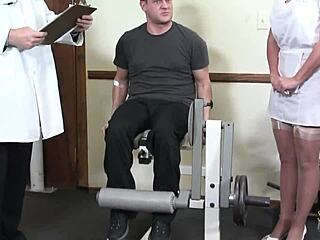 naughty blonde nurse gives handsome doctor a sloppy blowjob in the office