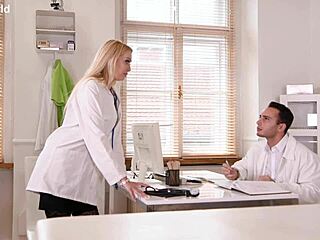 Hot British Nurse In Lingerie Craves Doctor's Cock In Hospital Room.