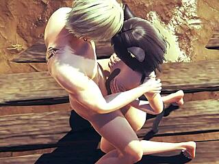 Kitty enjoys hard sex with futanari in uncensored hentai cosplay