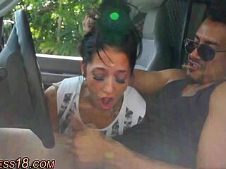 teen babe tries kinky blowjob with choking and gagging for fun