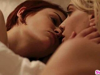 Redhead babe licks her sexy girlfriend's pussy.