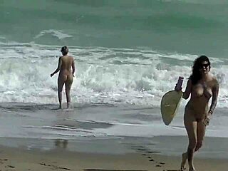 Exhibitionist Wife Teases at Nude Beach Voyeur Event with Spreading Legs in Public