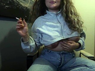 i love seein’ this curvy chick in tight jeans smokin’ a cigarette