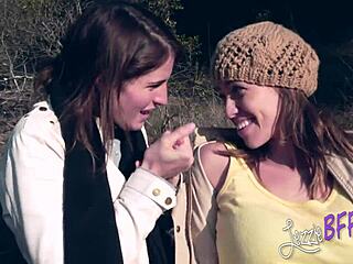 Lezzie BFF enjoys outdoor strap-on banging with brunette girlfriend