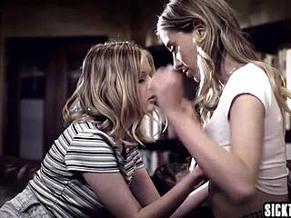 في لفة محرمة، مراهقات 18+ مثليات هالي ريد وكوكو لوفلوك يمصصن قضيب الرجل العملاق بلهفة